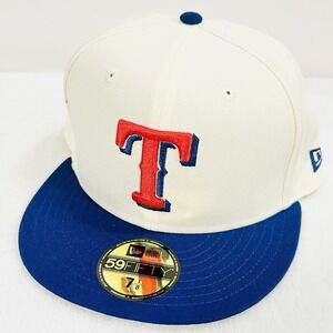 New Era Texas Rangers 2-Tone 59FIFTY Fitted Hat Cap 7 1/8 Off White MLB